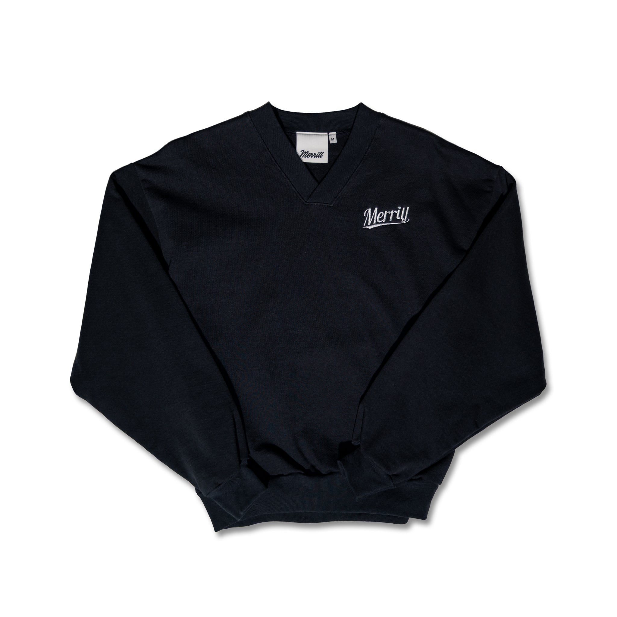 Script V Neck Sweatshirt (Navy)